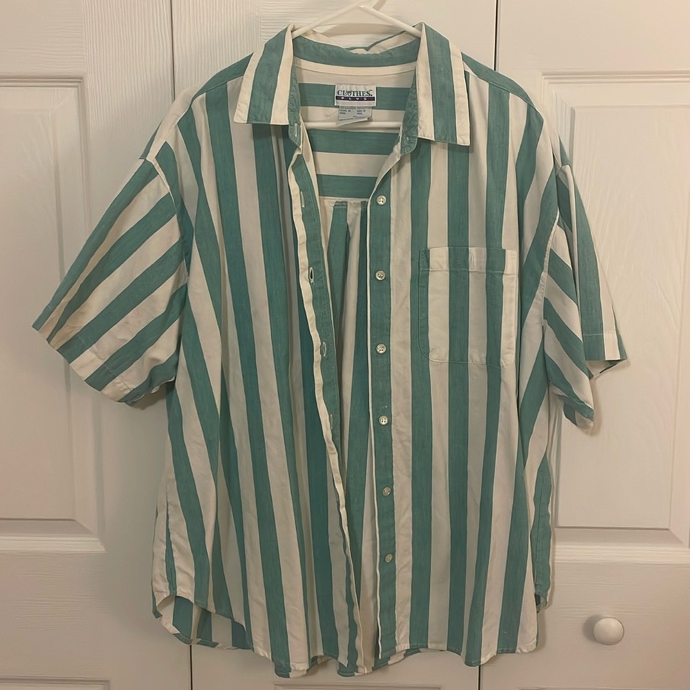 Mint & White Striped Beach Cotton Button Down